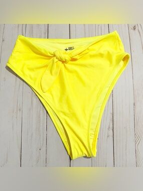 NWOT Aerie High-Waist Yellow Bikini Bottom Swimsuit with Front Knot Size Medium
